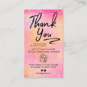Carte De Visite Pink parties scintillant script photo logo command (Devant)