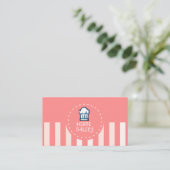Carte De Visite Pink Pastel Cute Simple Accueil Boulangerie Logo (Debout devant)