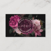 Carte De Visite Pink Peony Flower Black Logo (Devant)