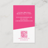 Carte De Visite Pink Photo QR Code Vertical (Dos)