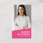 Carte De Visite Pink Photo QR Code Vertical (Devant)