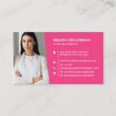 Carte De Visite Pink Professional Photo (Devant)