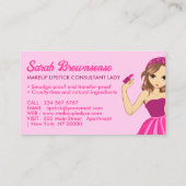 Carte De Visite Pink Purple Cartoon Makeup Lipstick (Dos)