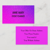 Carte De Visite Pink Purple Glitter Event Wedding Planner Girly (Devant / Derrière)