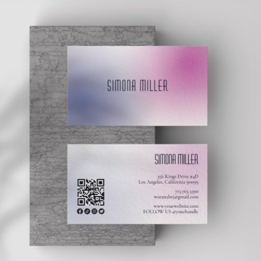Carte De Visite Pink Purple White Minimalist Aesthetic Gradient