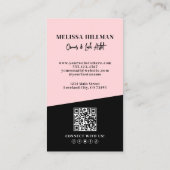 Carte De Visite Pink QR Code Photo Lashes Vertical (Dos)