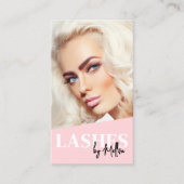 Carte De Visite Pink QR Code Photo Lashes Vertical (Devant)