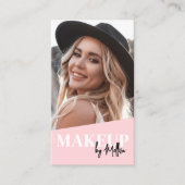 Carte De Visite Pink QR Code Photo Makeup Vertical (Devant)