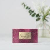 Carte De Visite Pink Raspberry Sepia Gold Foil Botanical Delicical (Debout devant)