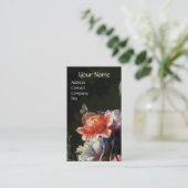 CARTE DE VISITE PINK RED ANEMONES WHITE FLOWERS, BUTTERFLY MONOGRA (Debout devant)