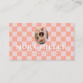 Carte De Visite Pink Retro Checkered Pattern Content Creator Photo (Devant)