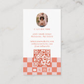 Carte De Visite Pink Retro Checkered Pattern Content Creator Photo (Dos)