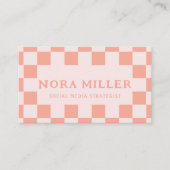 Carte De Visite Pink Retro Checkered Pattern Content Creator Photo (Devant)