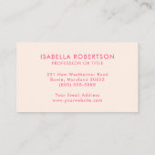 Carte De Visite Pink Retro Moderne Typographie unique (Dos)