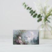 Carte De Visite Pink Rose Floral and Celestial Misty Mountain (Debout devant)