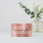 Carte De Visite Pink & Rose Gold brossé Metal Event Planner (Debout devant)