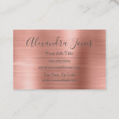 Carte De Visite Pink & Rose Gold brossé Metal Event Planner (Dos)