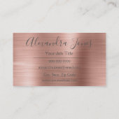 Carte De Visite Pink & Rose Gold brossé Metal Event Planner (Dos)