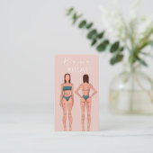 Carte De Visite Pink & Rose Gold Brossé Metal Massage Thérapiste B (Debout devant)