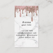 Carte De Visite Pink & Rose Gold Brossé Metal Massage Thérapiste B (Dos)