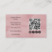 Carte De Visite Pink Script Logo QR Code Photo Lash (Dos)