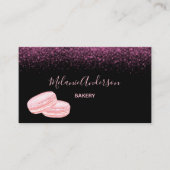 Carte De Visite Pink Script Parties scintillant Macarons boulanger (Devant)