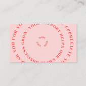 Carte De Visite Pink Script Thank You Card Made With Love Business (Dos)