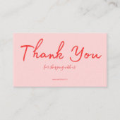 Carte De Visite Pink Script Thank You Card Made With Love Business (Devant)