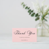 Carte De Visite Pink Script Thank You Card QR Code Small Business (Debout devant)