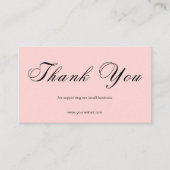 Carte De Visite Pink Script Thank You Card QR Code Small Business (Devant)