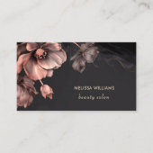 Carte De Visite Pink Shiny Flowers Black  (Devant)
