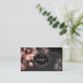 Carte De Visite Pink Shiny Flowers Black Logo (Debout devant)