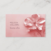 Carte De Visite Pink Shiny Metallic 3D Flower (Devant)