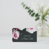 Carte De Visite Pink Shiny Metallic Flower Black (Debout devant)