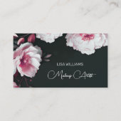 Carte De Visite Pink Shiny Metallic Flower Black (Devant)