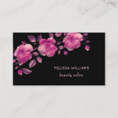 Carte De Visite Pink Shiny Metallic Flower Black (Devant)