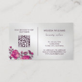 Carte De Visite Pink Shiny Metallic Flower Silver (Dos)