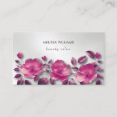 Carte De Visite Pink Shiny Metallic Flower Silver (Devant)