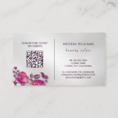 Carte De Visite Pink Shiny Metallic Flower Silver (Dos)