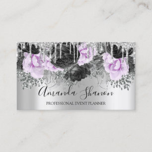 Carte De Visite Pink Silver Grey Parties scintillant Drio Logo Pla