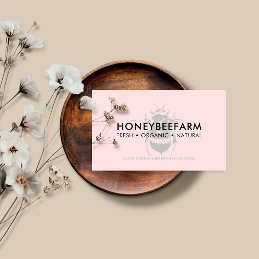 Carte De Visite Pink simple Bumble Bee Apiary Honey