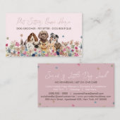 Carte De Visite Pink Simple Chien race Puppy Grooming Petsitter (Devant / Derrière)