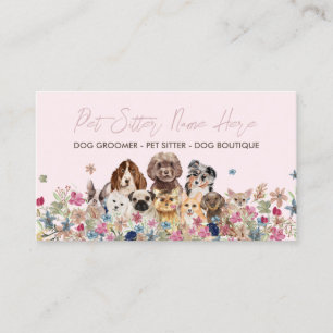 Carte De Visite Pink Simple Chien race Puppy Grooming Petsitter