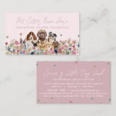 Carte De Visite Pink Simple Chien race Puppy Grooming Petsitter (Devant / Derrière)