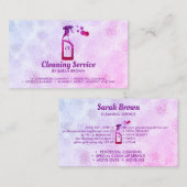 Carte De Visite Pink Spray Bottle Bubbles Personalized Initials (Devant / Derrière)