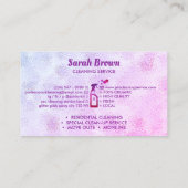 Carte De Visite Pink Spray Bottle Bubbles Personalized Initials (Dos)