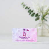 Carte De Visite Pink Spray Bottle Bubbles Personalized Initials (Debout devant)