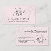 Carte De Visite Pink Star Bubble Cleaning Brosse Janitorial Maid (Devant / Derrière)
