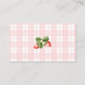 Carte De Visite Pink Strawberry Gingham Business Card (Dos)