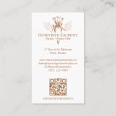 Carte De Visite Pink Stripe Floral Baking Pastry Piping Bag Bakery (Dos)